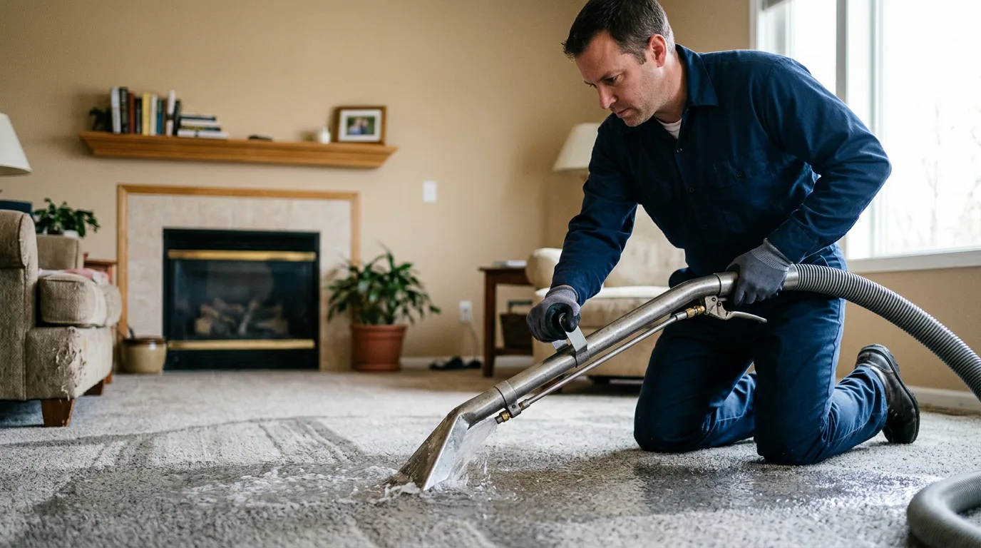 Water damage restoration technician working near Blanchard, ID